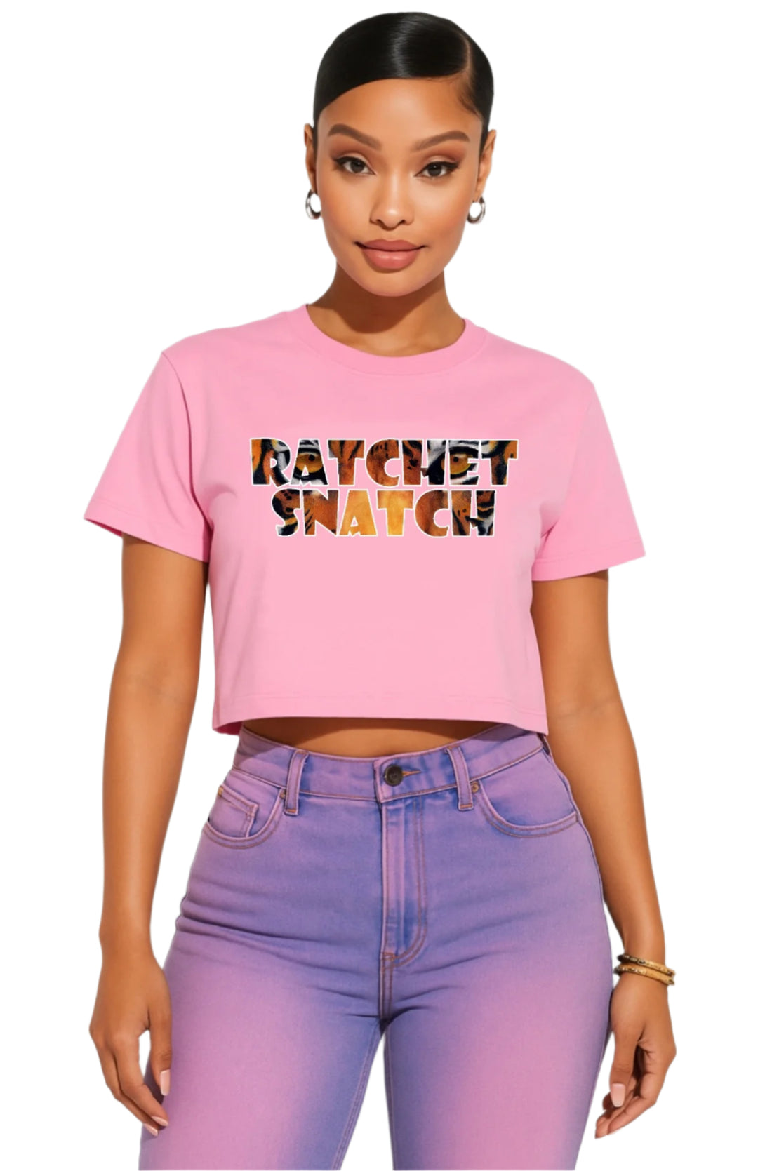 Ratchet Snatch Leopard Print Crop Tee – Bold Pink Edition